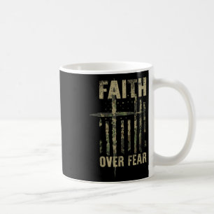 Caneca De Café Fé Sobre o Medo Bandeira EUA Orgulho América Crist