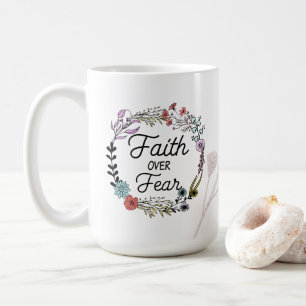 Caneca De Café Fé Sobre o Medo Belo Floral