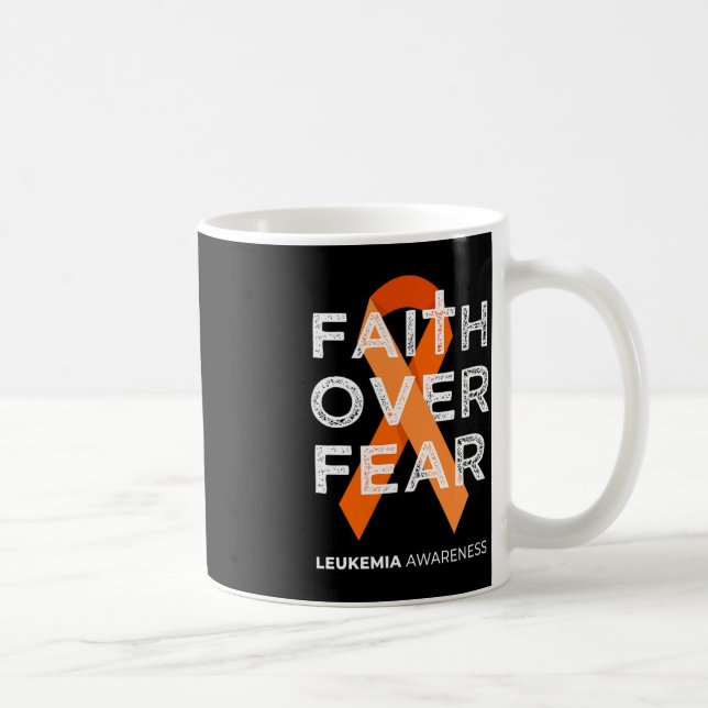 Caneca De Café Fé sobre o medo da fita laranja combater a leucemi (Direita)