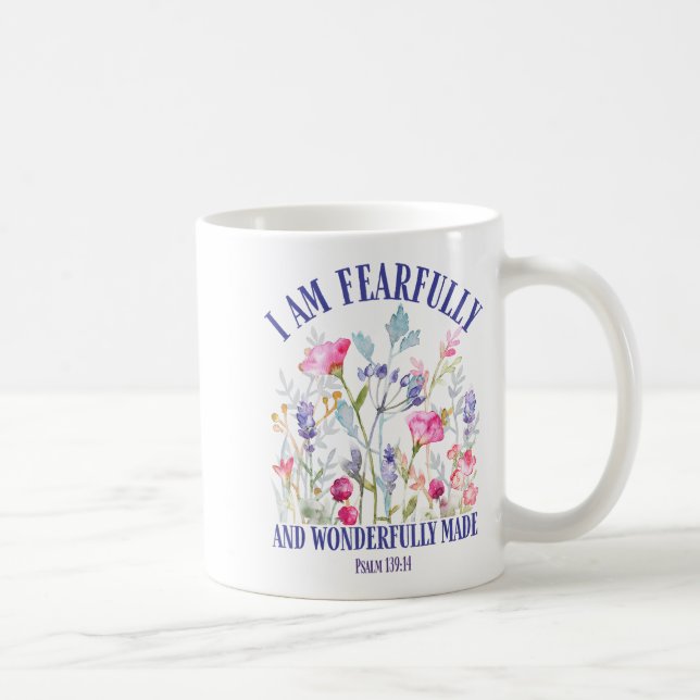 Caneca De Café Fearfully And Wonderfully Made Floral Christian Bi (Direita)