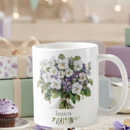 Caneca De Café February Birth Flower Birthday Mug | Violets