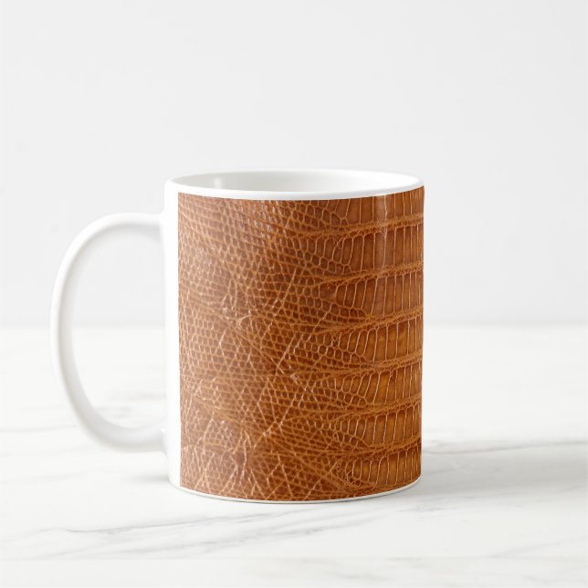 Caneca De Café Fechamento da textura do couro de réptil crocodilo (Esquerda)