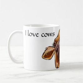 Caneca De Café Fechamento de vacas - Eu adoro vacas - texto editá