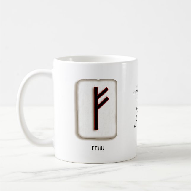 Caneca De Café Fehu RuneStone Mug (Esquerda)