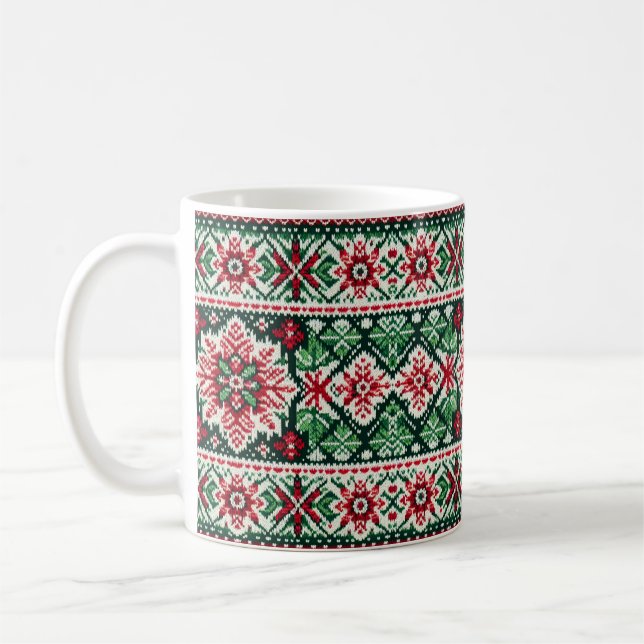 Caneca De Café Feira de Natal/Inverno vermelha e verde (Esquerda)