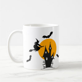 Caneca De Café Feiticeira de bruxa assombrada Laranja e Halloween