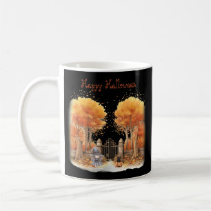 Caneca De Café Feiticeira e Gato fora do Portão Halloween