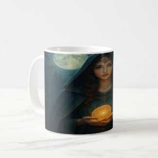 Caneca De Café Feiticeira - Feiticeira Lua com Órbulo Brilhante