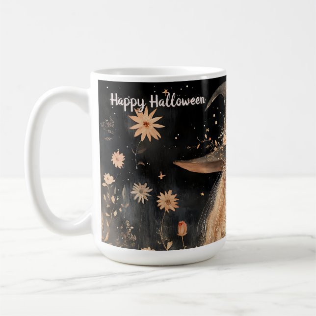 Caneca De Café Feiticeira Feliz de Halloween Bonita Personalizada (Esquerda)