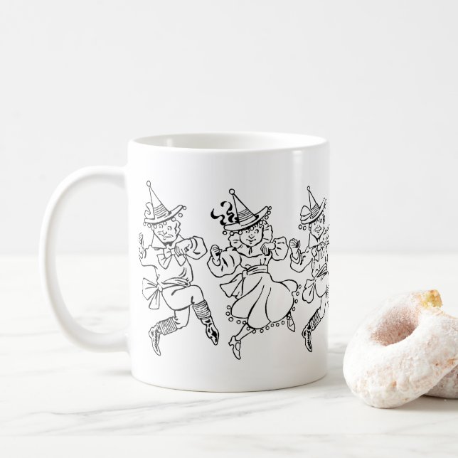 Caneca De Café Feiticeiro de Oz, Bela dança Munchkins! (Com Donut)