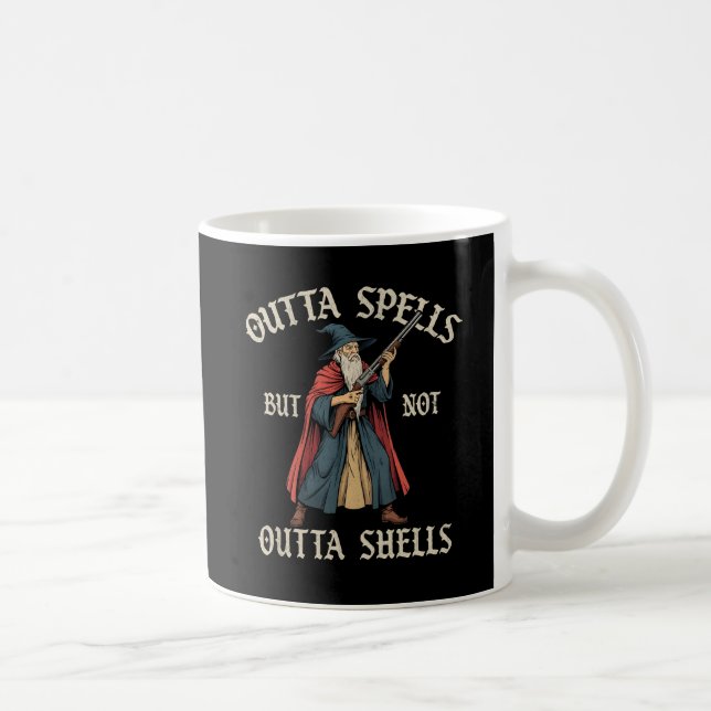 Caneca De Café Feiticeiro Engraçado Sem Magias Mas Com Munição (Direita)