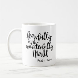 Caneca De Café Feito com Medo e Maravilha Versículo da Bíblia