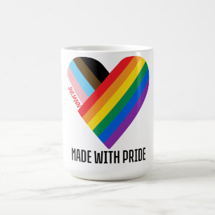 Caneca De Café Feito Com Orgulho Coração Arco-íris Personalizado