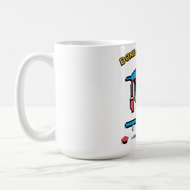 Caneca De Café Feito & Degreed" - Estilo do Jogador Retroativo (Esquerda)
