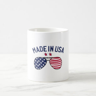 Caneca De Café Feito nos Estados Unidos Óculos de sol de bandeir
