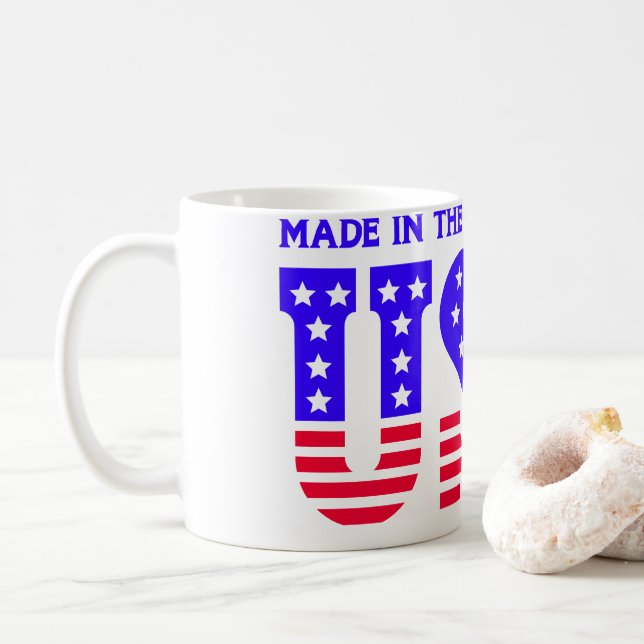 Caneca De Café Feito nos EUA - TEXTO Americano (Com Donut)