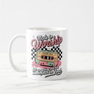 Caneca De Café Feito para Adorar Salmos 150:6 Cassete Retro