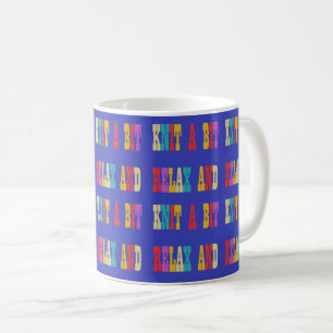 Caneca De Café Feito para tricotar artesanatos amam texto em azul