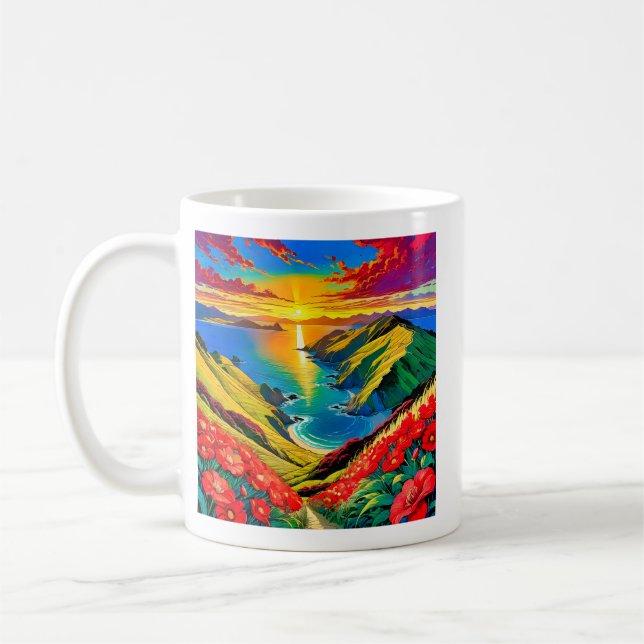 Caneca De Café Felicidade do Pôr do Sol (Esquerda)