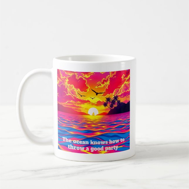 Caneca De Café Felicidade do Pôr do Sol Tropical (Esquerda)