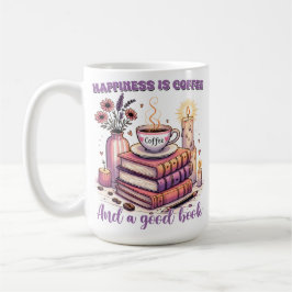 Caneca De Café Felicidade É Café E Um Bom Livro