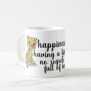 Caneca De Café Felicidade e Cheetah Vibes: Citação da Vida