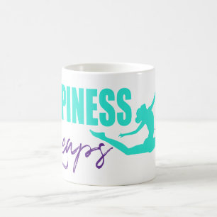 Caneca De Café Felicidade salta menina de coração saltitante aqua
