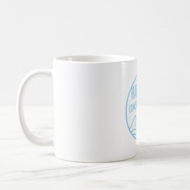 Caneca De Café Felicidade vem nas ondas dizendo (Esquerda)