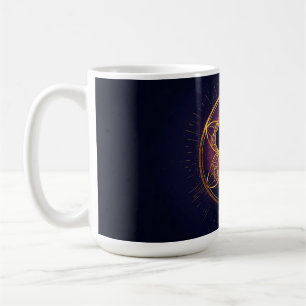 Caneca De Café Feline Mística Dentro do Círculo Sagrado