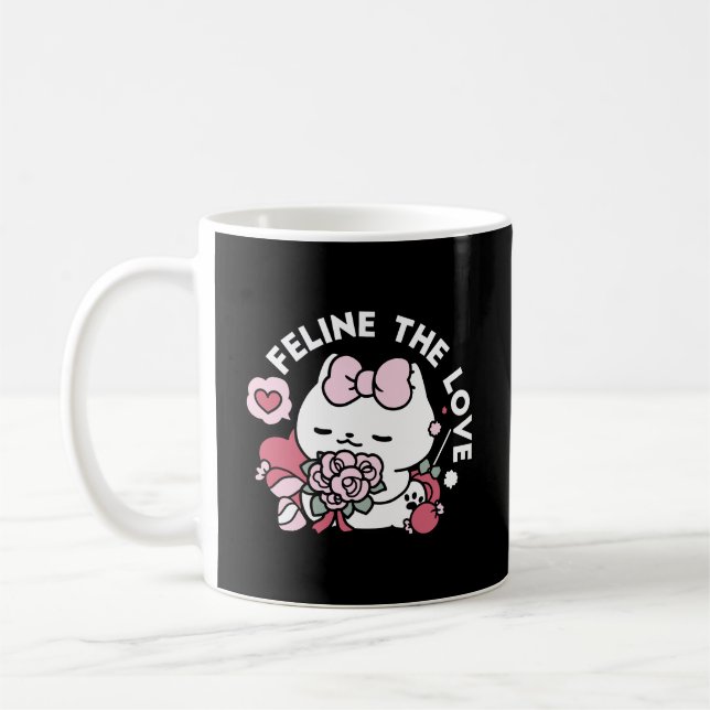 Caneca De Café Feline o Amor - Design de Gato do Namorados (Esquerda)