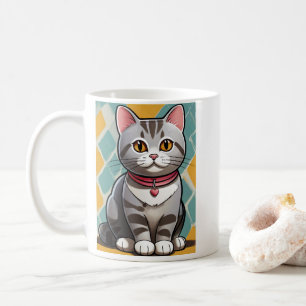 Caneca De Café Felino de Abstrato de Arte de Cigarro Americano