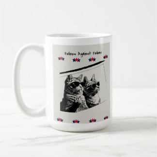 Caneca De Café Felinos Contra Felons. Branca