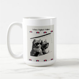 Caneca De Café Felinos Contra Felons. Branca