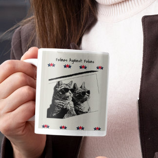 Caneca De Café Felinos Contra Felons. Estrelas. Memória