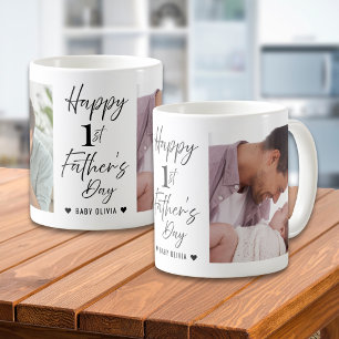 Caneca De Café Feliz 1º Dia dos Pais Papai Personalizado 2 Fotos