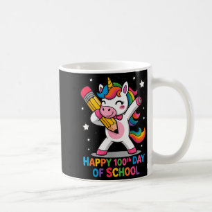 Caneca De Café Feliz 100º Dia De Escola Linda Mulher Unicórnio Ar