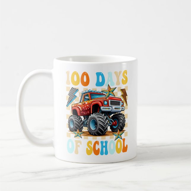 Caneca De Café Feliz 100 Dias De Caminhão Monstro Escolar (Esquerda)