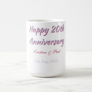 Caneca De Café Feliz 20º aniversário CASAMENTO ROXO MARON NOME