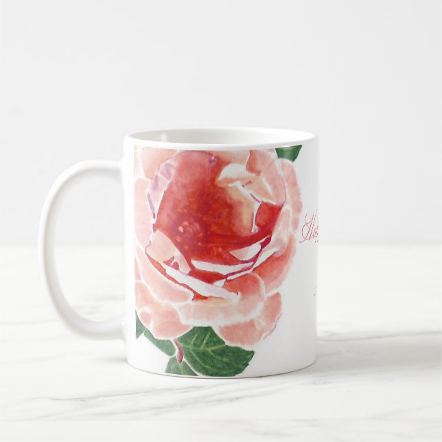 Caneca De Café Feliz 40ª Rosa Rosa Rosa Rosa Personalizada (Esquerda)