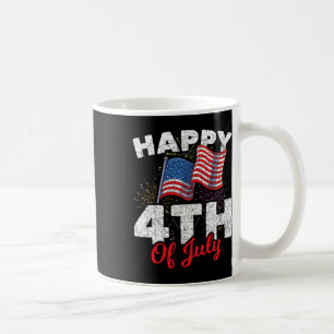 Caneca De Café Feliz 4 De Julho Patriótico Americano Bandeira 4th