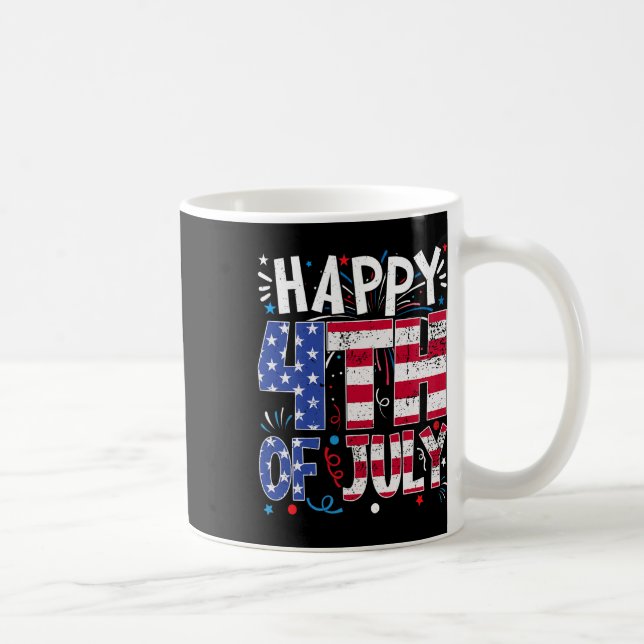 Caneca De Café Feliz 4 De Julho Patriótico Americano Bandeira 4th (Direita)
