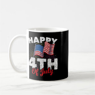 Caneca De Café Feliz 4 de Julho Patriótico Americano Bandeira dos