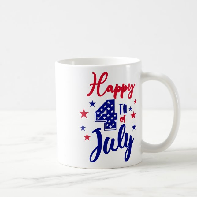 Caneca De Café Feliz 4 De Julho Patriótico Americano Bandeira Men (Direita)