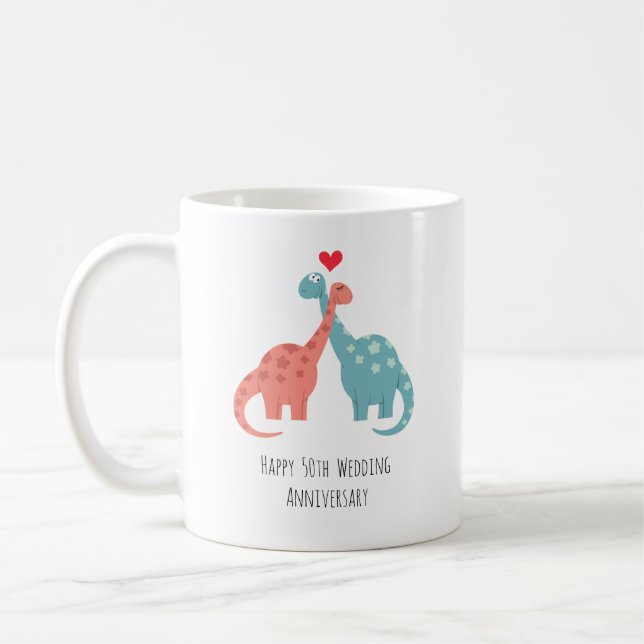 Caneca De Café Feliz 50º aniversário de casamento Dinossauros cub (Esquerda)