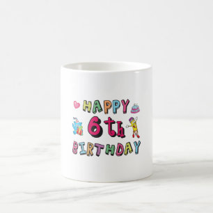 Caneca De Café Feliz 6º Aniversário surpresa de aniversário para 