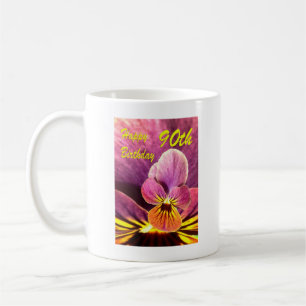 Caneca De Café Feliz 90 Birthday Flower Pansy