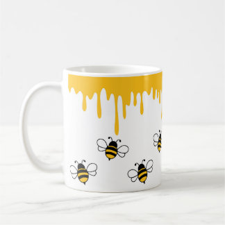 Caneca De Café Feliz Abelha Bonita E Engraçada Padrão De Mel