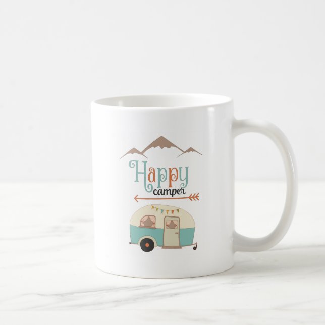 Caneca De Café Feliz Acampador Fofo RV Retro (Direita)