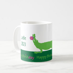 Caneca De Café Feliz Alligator Birthday Mug ou Glass