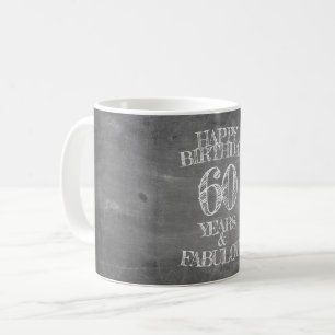 Caneca De Café Feliz Aniversário - 60 Anos & Fabuloso em chalkboa